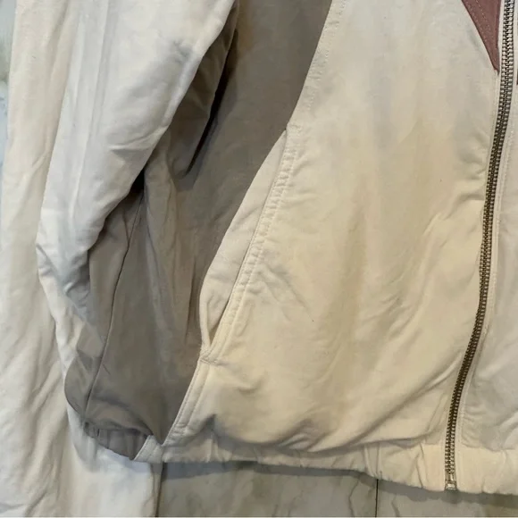 Zyia small zip jacket grey pink white pockets drawstring hooded activewear cozy - Picture 6 of 7